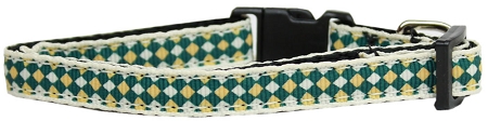 Green Checkers Nylon Dog Collar XS